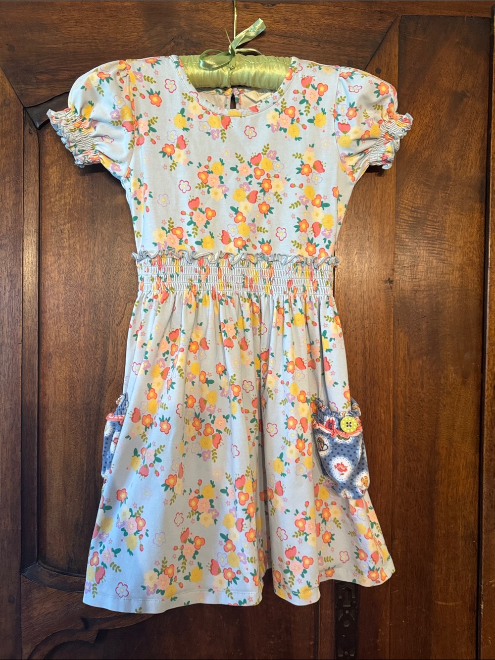 Matilda Jane Girls' Floral Smocked Waist Dress in Light Blue